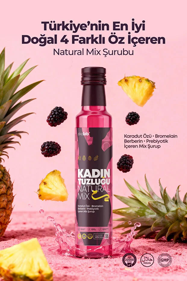 Ekelab Kadın Tuzluğu Şurup 330 ml – Kruidenformule met Hibiscus, Zwarte Moerbei & Bromelaïne voor Vrouwen