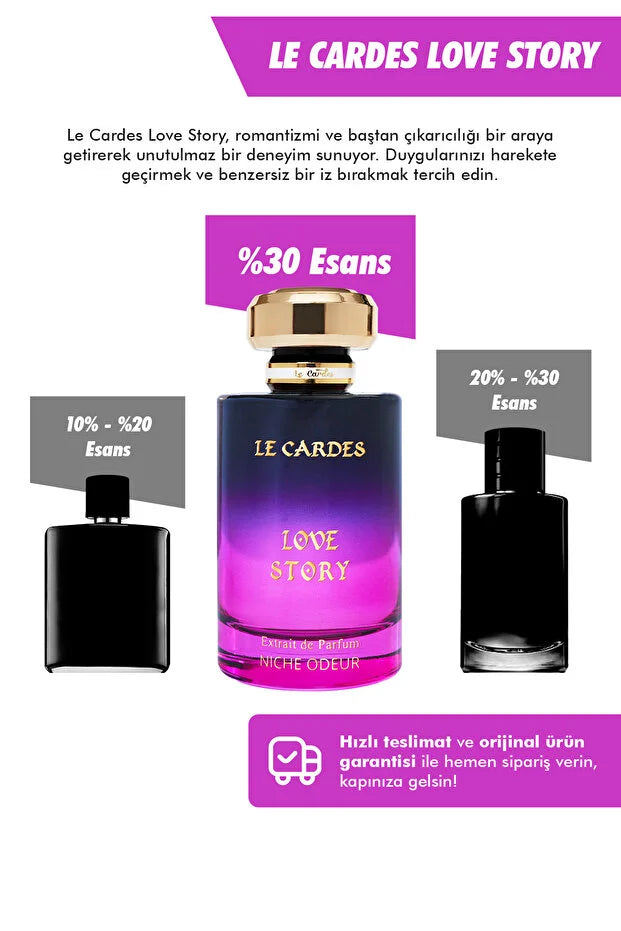 Le Cardes Love Story Extrait de Parfum 100 ml – Luxe Damesparfum met Bloemige en Oriëntaalse Geurnoten