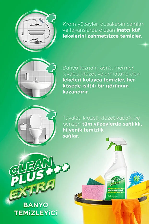 Ozden Ozdogan Clean Plus+ Ultra Sterke Badkamerreiniger Spray 750 ml – Kalkverwijderaar voor Douche, Tegels, Kranen en Badkameroppervlakken