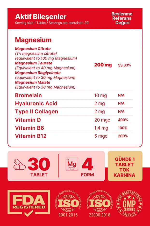Anocin Magnesium Complex 4-in-1 met Bromelaïne, Vitamine D3, Collageen Type II & Hyaluronzuur – 30 Tabletten