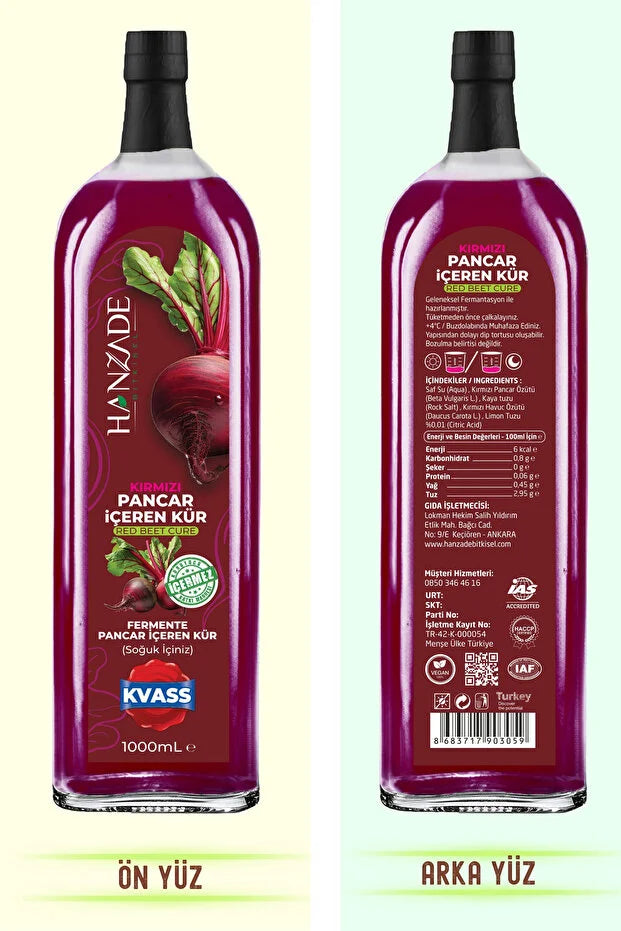 Hanzade Bitkisel Pancar Kvass 1000 ml – Gefermenteerde Rode Bietendrank