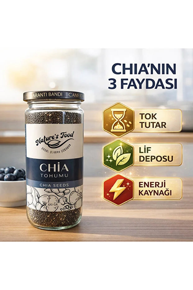 Nature’s Food Chia Zaad | Chia Tohumu320 g – Superfood – Rijk aan Vezels, Plantaardige Eiwitten & Omega 3