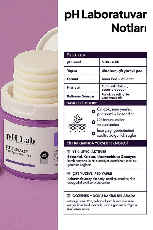 pH Lab Retinage Anti-Aging Toner Pads - 60 Stuks