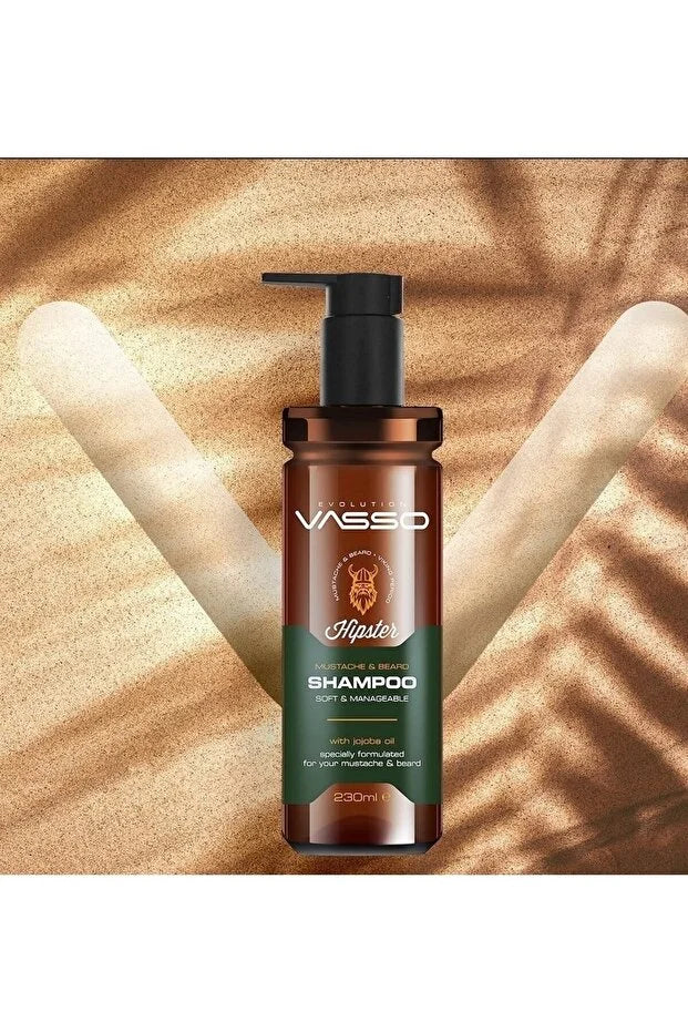 Vasso Hipster Baard- & Snor Shampoo met Jojobaolie – Verzorgend & Anti-Roos – 260 ml