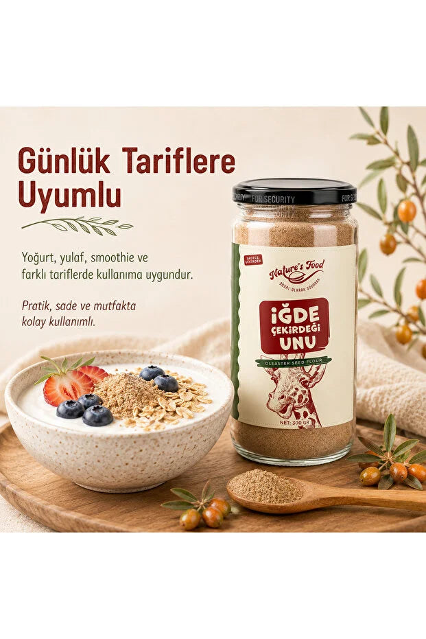 Nature's Food İğde Çekirdeği Unu – Fijngemalen Olijfwilgzaadmeel – 100% Puur – Zonder Toevoegingen – Glazen Pot – 100 g