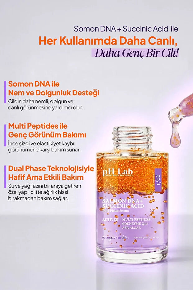 pH Lab Salmon DNA + Succinic Acid Dual Phase Serum - Gezichtsserum - Anti-Aging - Hydraterend - Multi Peptides - 30 ml