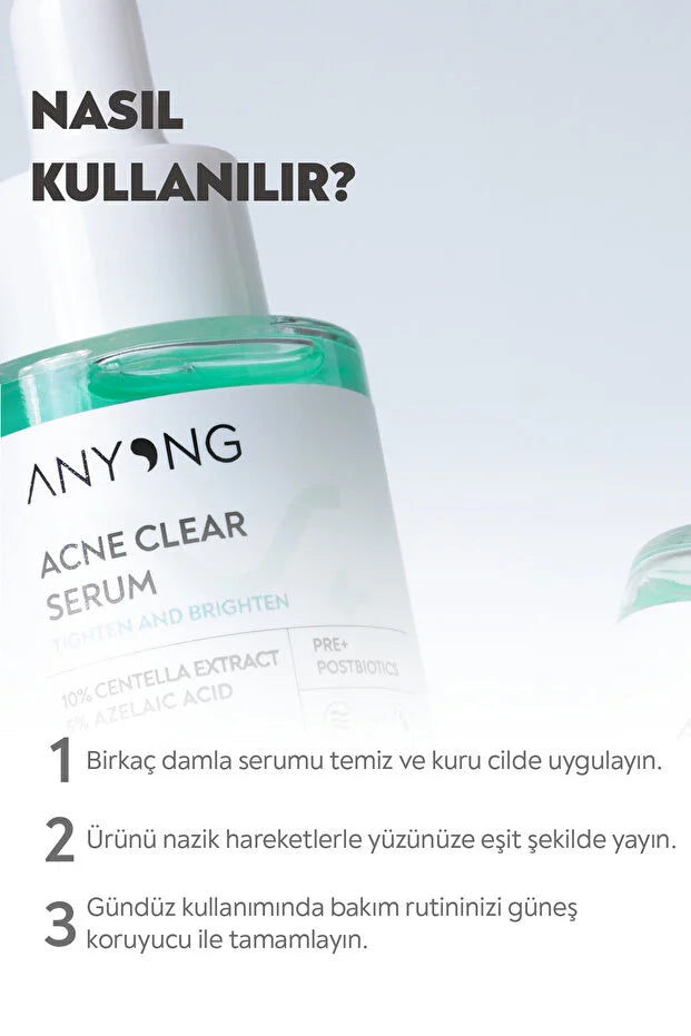 Anyong Acne Clear Serum - 5% Azelaïnezuur - 10% Centella Asiatica - Tegen Onzuiverheden - Kalmerend Gezichtsserum - 30 ml