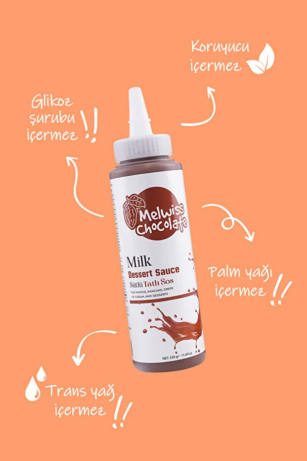 Melwiss Chocolate Milk Dessert Sauce 330 g – Romige Sütlü Tatlı Sos voor Wafels, Pannenkoeken & Desserts