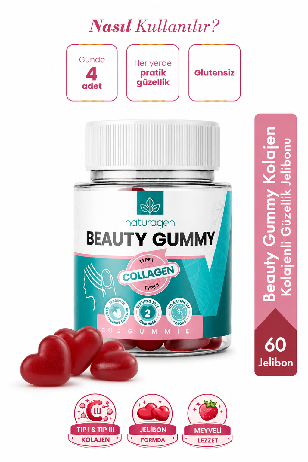 Naturagen Beauty Gummy Collageen Gummies 60 Stuks