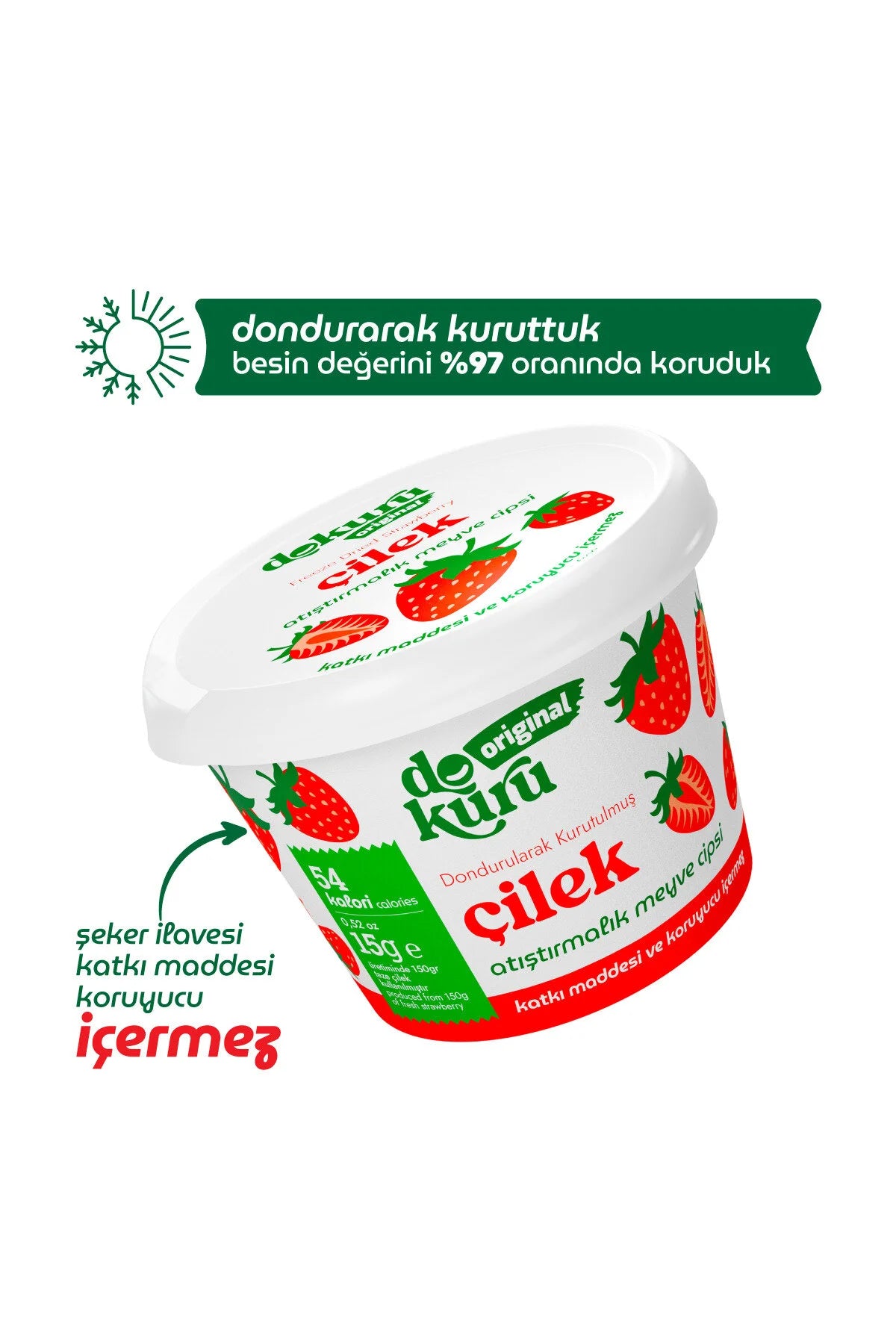 dokuru Gevriesdroogde Aardbei Fruit Chips 2-Pack – 2 x 15 g