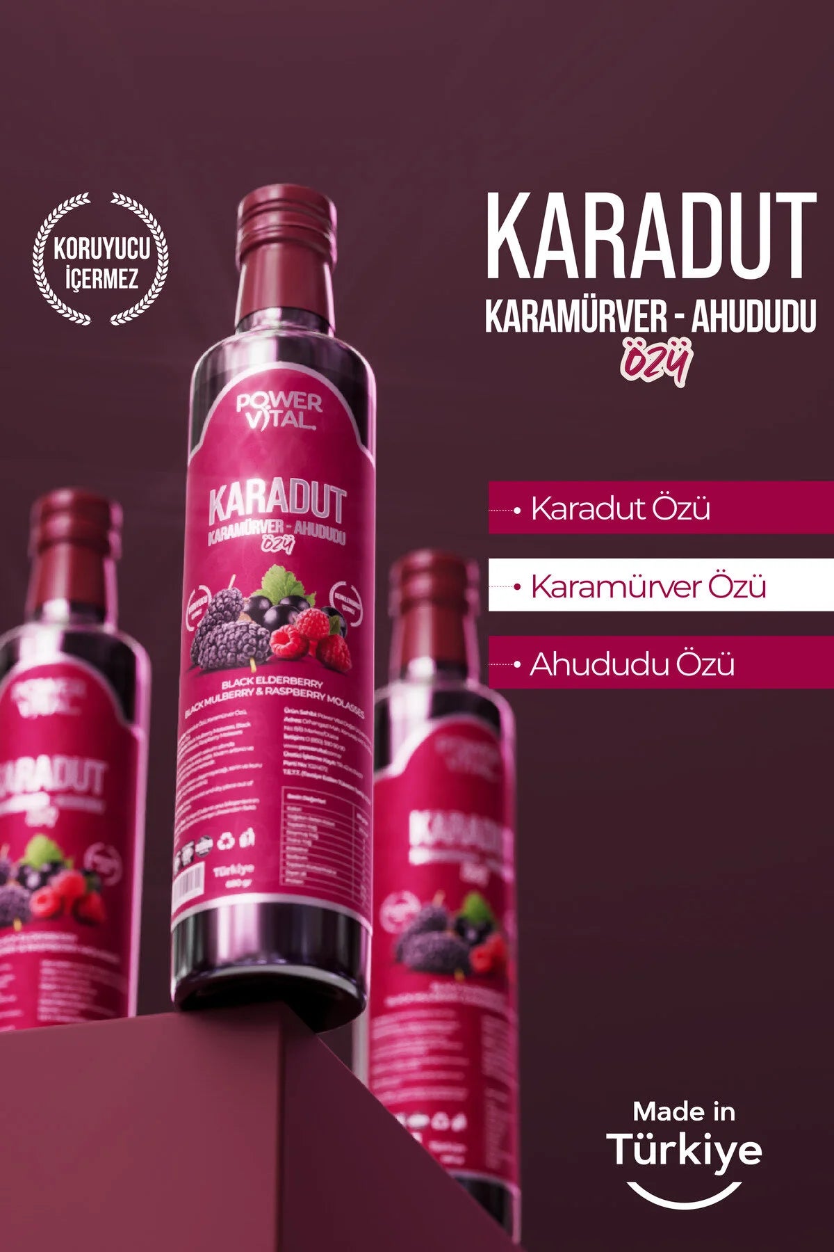 Power Vital Karadut Özü 680 g – Zwarte Moerbei, Vlierbes & Frambozensiroop
