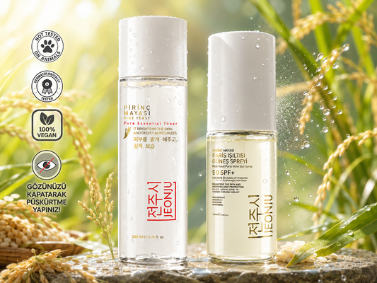 Jeonju Pirinc Mayası Gezichtsverzorgingsset – Rice Yeast Toner 200 ml & Paris Glow SPF 50+ Zonnespray 120 ml