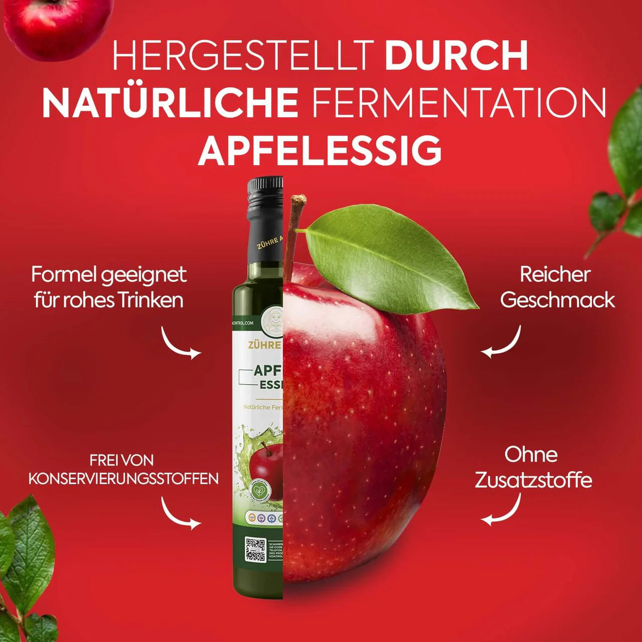 Zühre Ana® Appelciderazijn – 500 ml | Natuurlijk Gefermenteerd & Ongefilterd