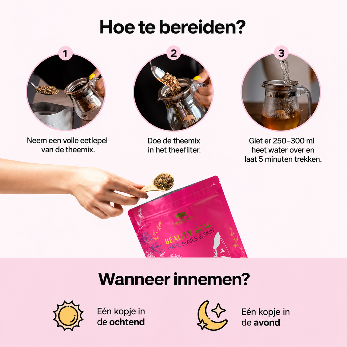 The Green Bear Beauty Bear Hair, Nails & Skin – Kruidenthee voor Haar, Nagels & Huid – 180 g