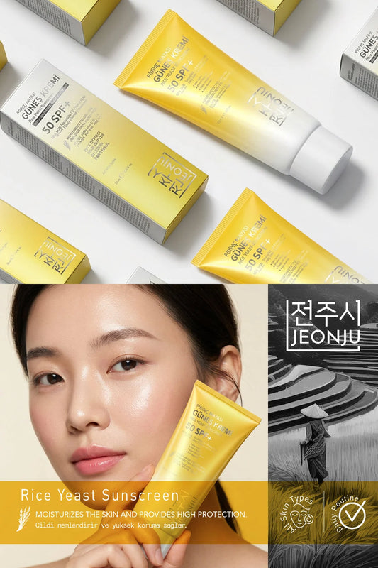 Jeonju Paris Işıltısı Rijstgist Zonnecrème SPF 50+ UVA UVB Bescherming 75 ml