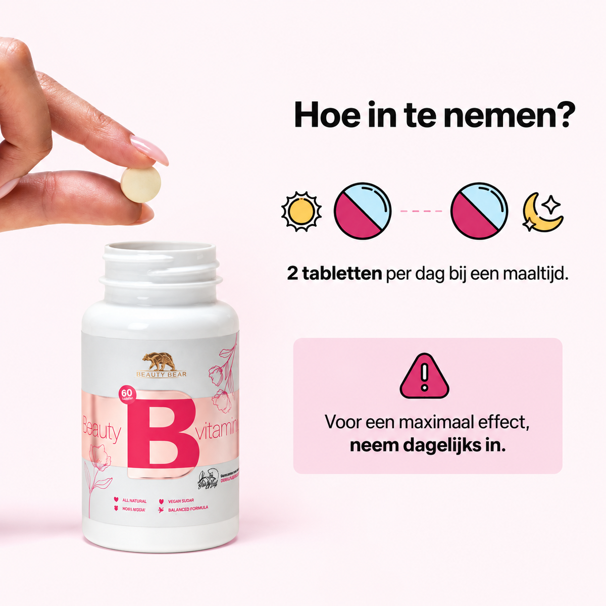 The Green Bear Beauty Vitamins – Multivitaminen voor Vrouwen - Haar, Huid & Nagels – 60 Tabletten