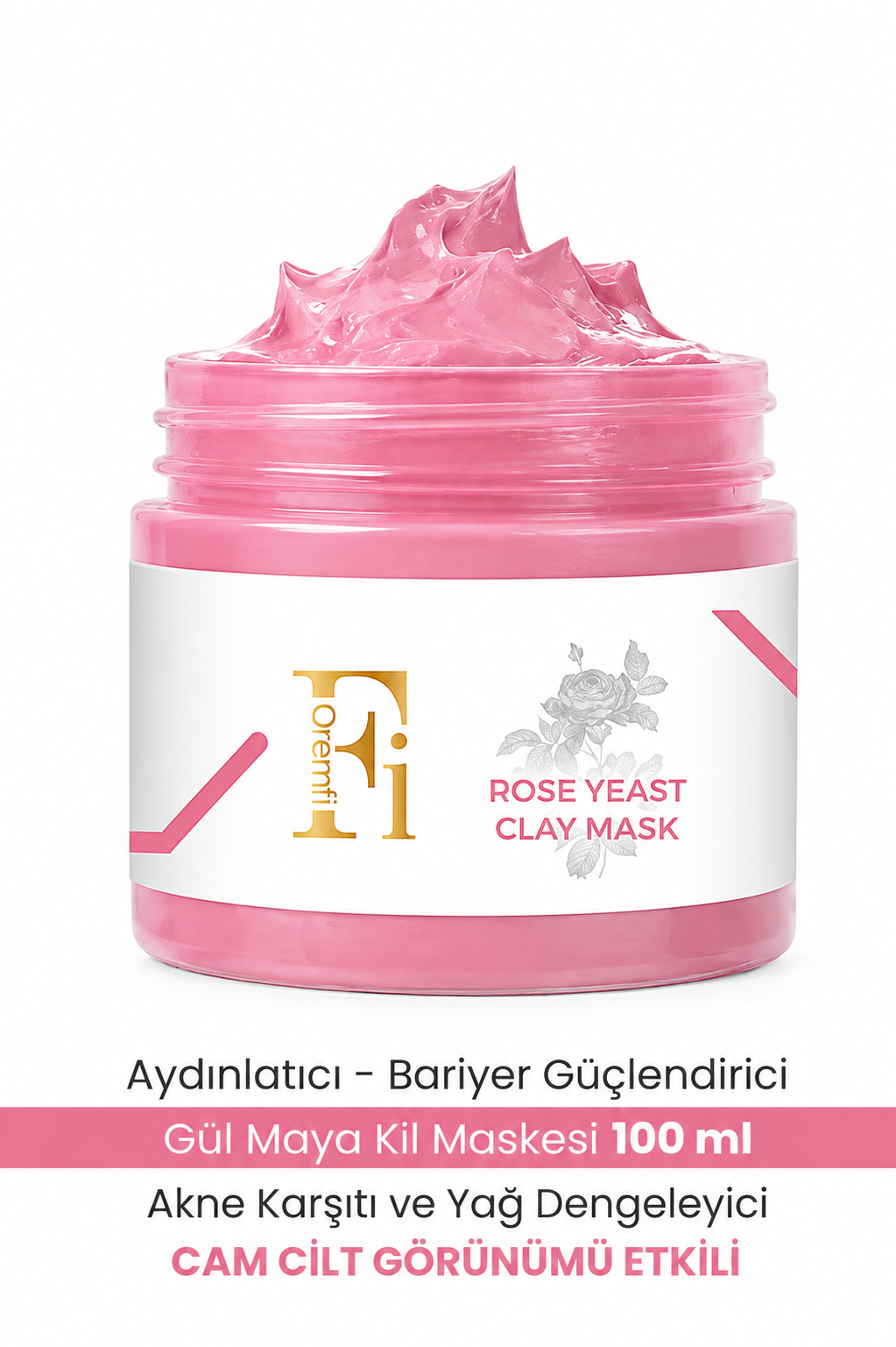 Qremfi Rose Yeast Clay Mask 100 ml – Reinigend & Verzorgend Kleimasker