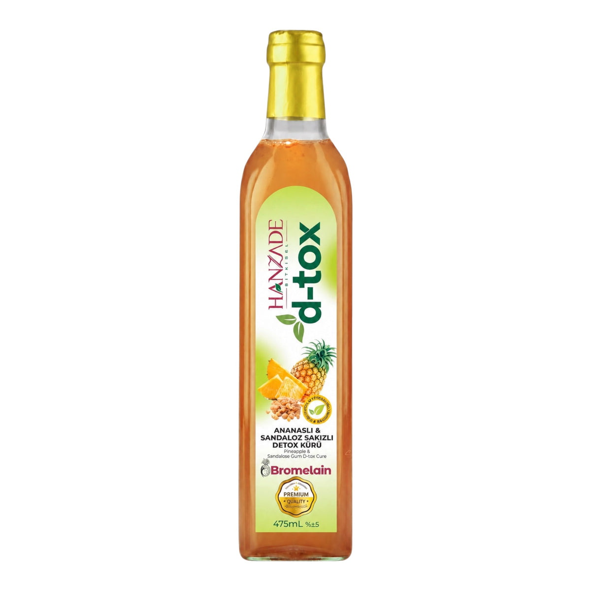 Hanzade Bitkisel D-tox Siroop met Ananas & Bromelaïne – Vegan Fruit- en Kruidenmix 475 ml