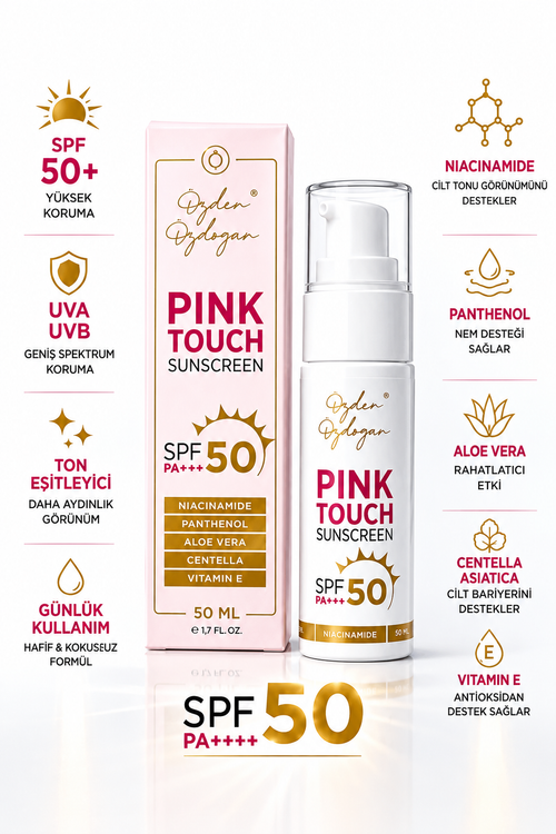 Özden Özdoğan Pink Touch Sunscreen SPF 50+ PA++++ – Tone-Up Zonnebrandcrème 50 ml