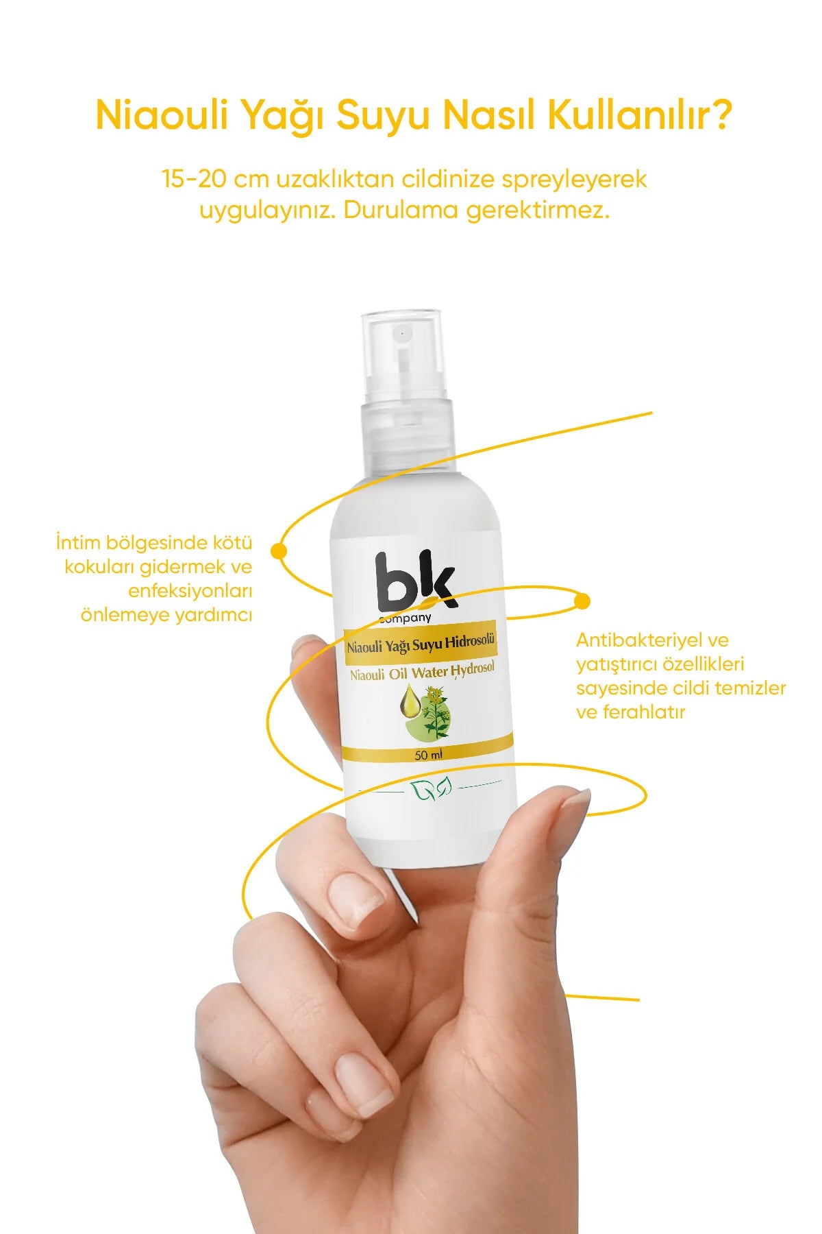 BK Company Niaouli Water Hydrosol – Natuurlijke Intieme Verzorgingsspray – Frisheid & Comfort – Voor Dagelijks Gebruik – 50 ml