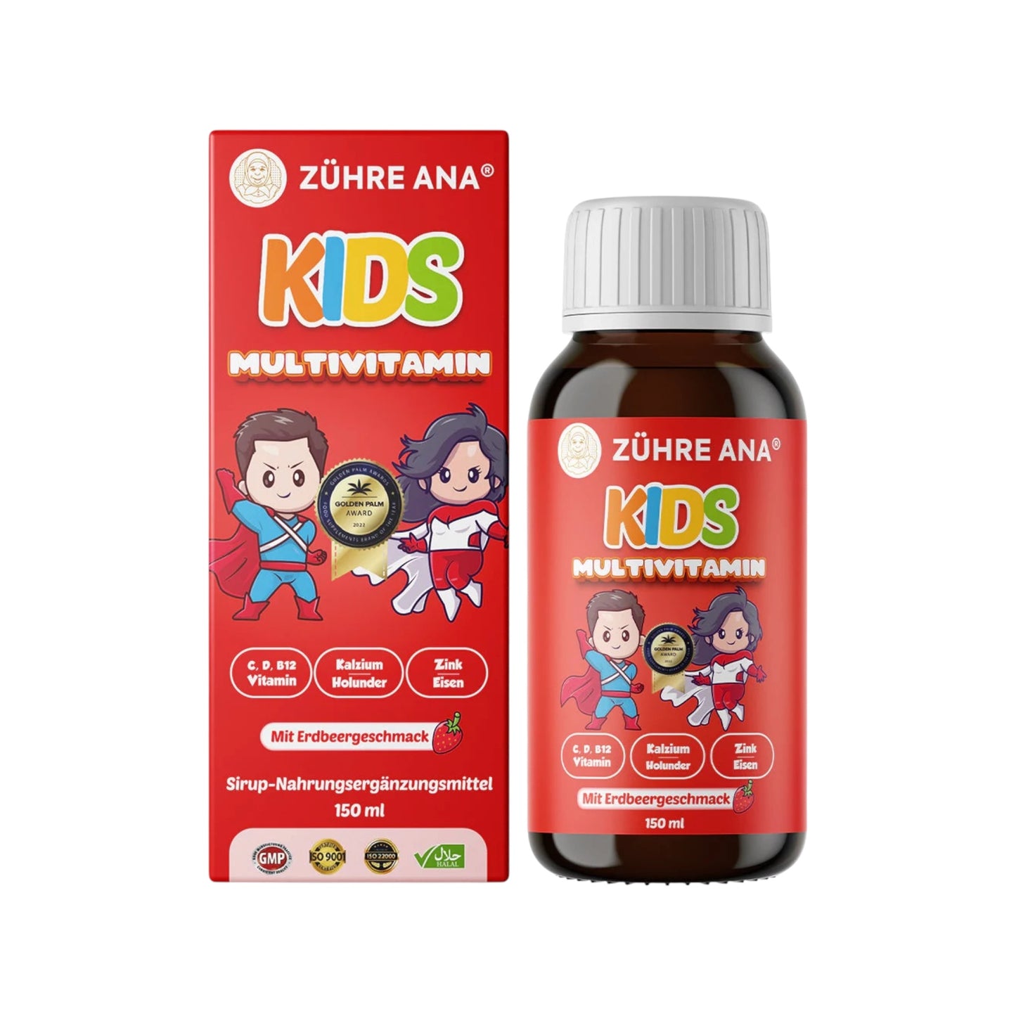 Zühre Ana Kids Multivitamin Çilekli Şurup 150 ml | Multivitamine Siroop | Aardbeiensmaak