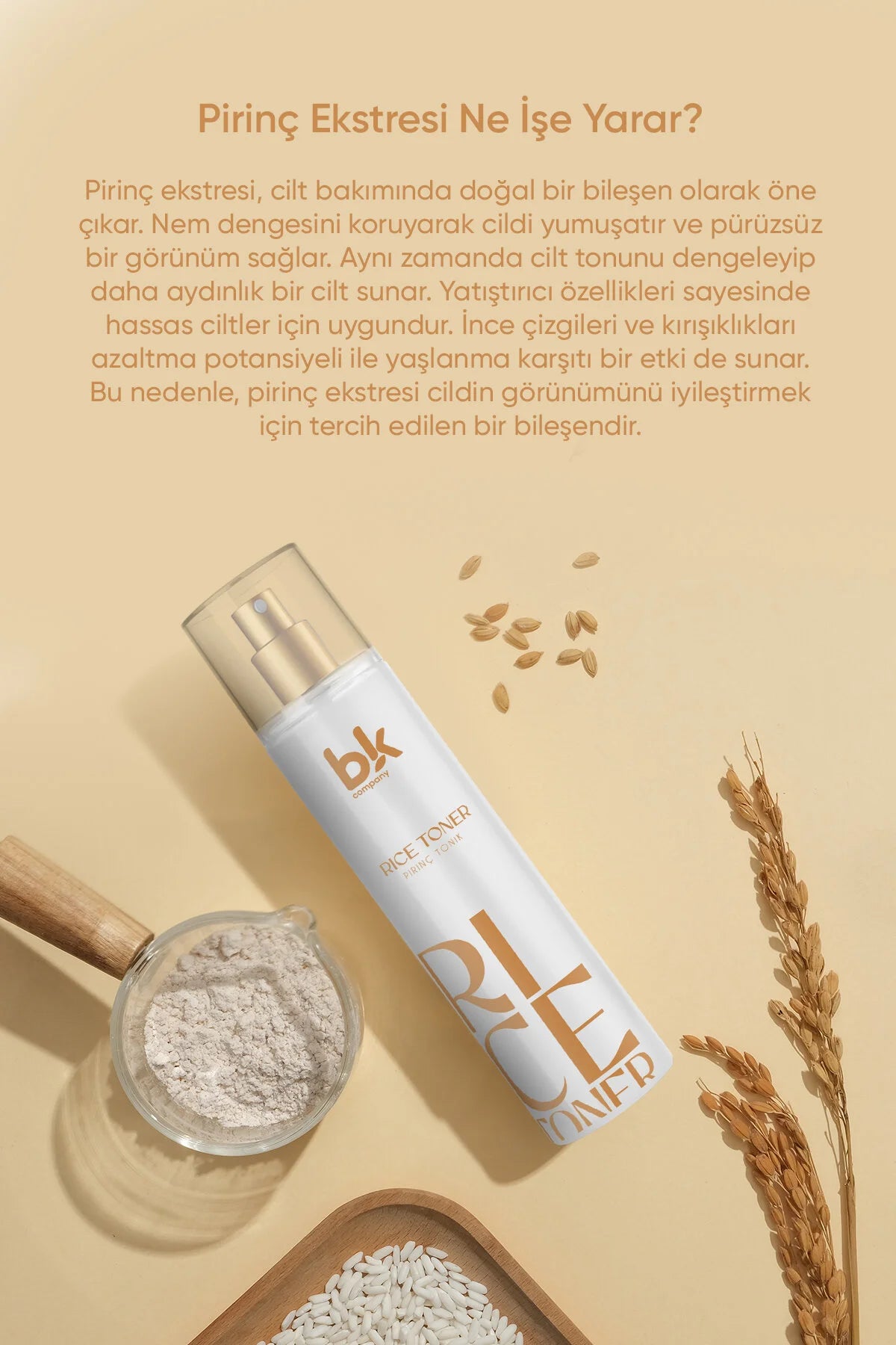 BK Company Rice Toner – Met Rijstextract & Niacinamide – Hydraterende & Egaliserende Gezichtstoner – Voor Alle Huidtypes – 200 ml