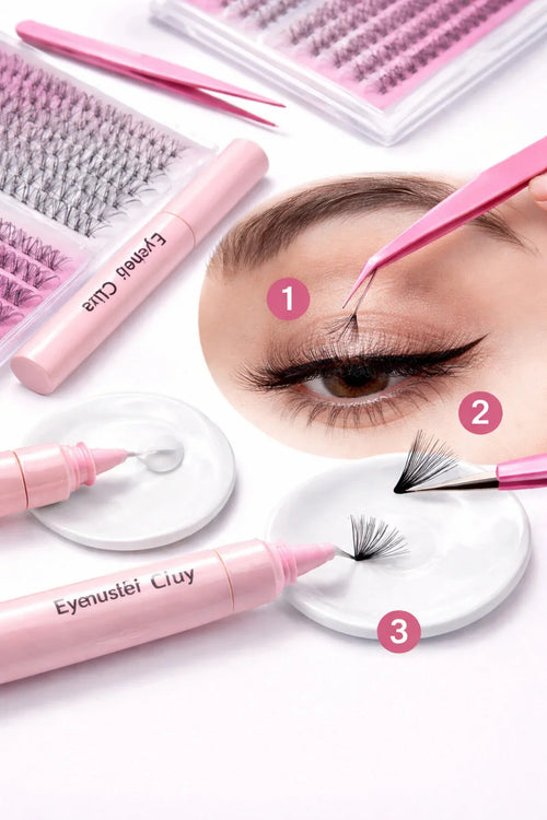 Mas'dala EGAR Wimpercluster Starterset – Herbruikbare Cluster Wimpers met Bond & Seal, Pincet en Applicatieborstel