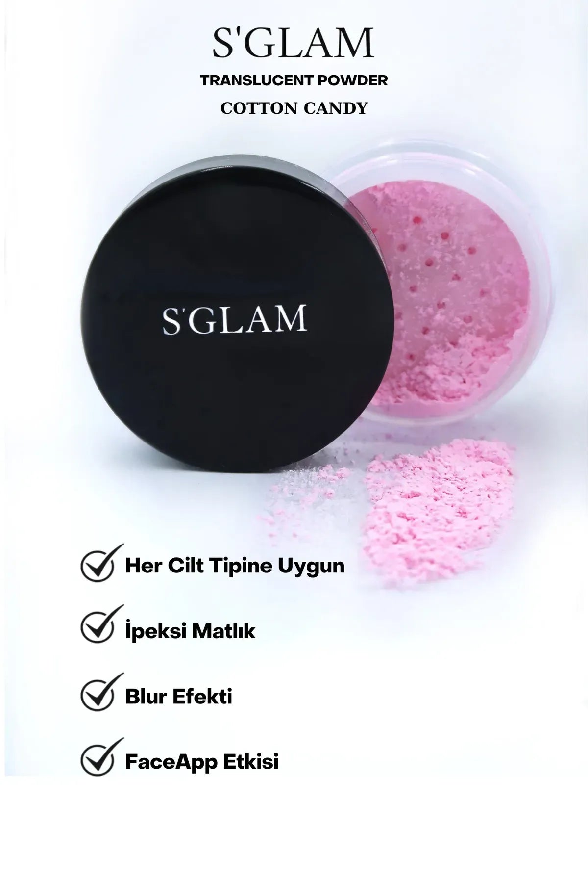 S’GLAM FaceApp Finish Loose Baking Powder – Cotton Candy | Roze Transparant