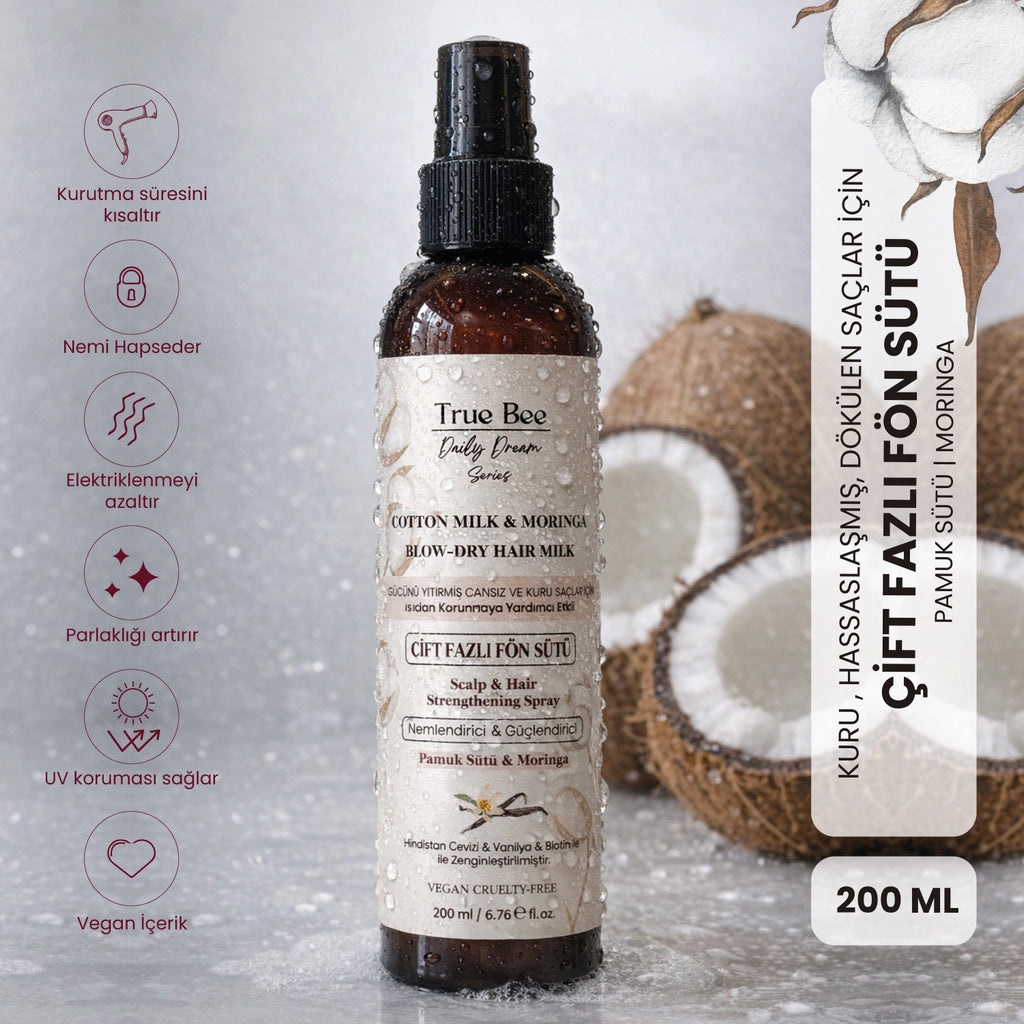 True Bee Cotton Milk & Moringa Leave-in Föhnspray 200 ml