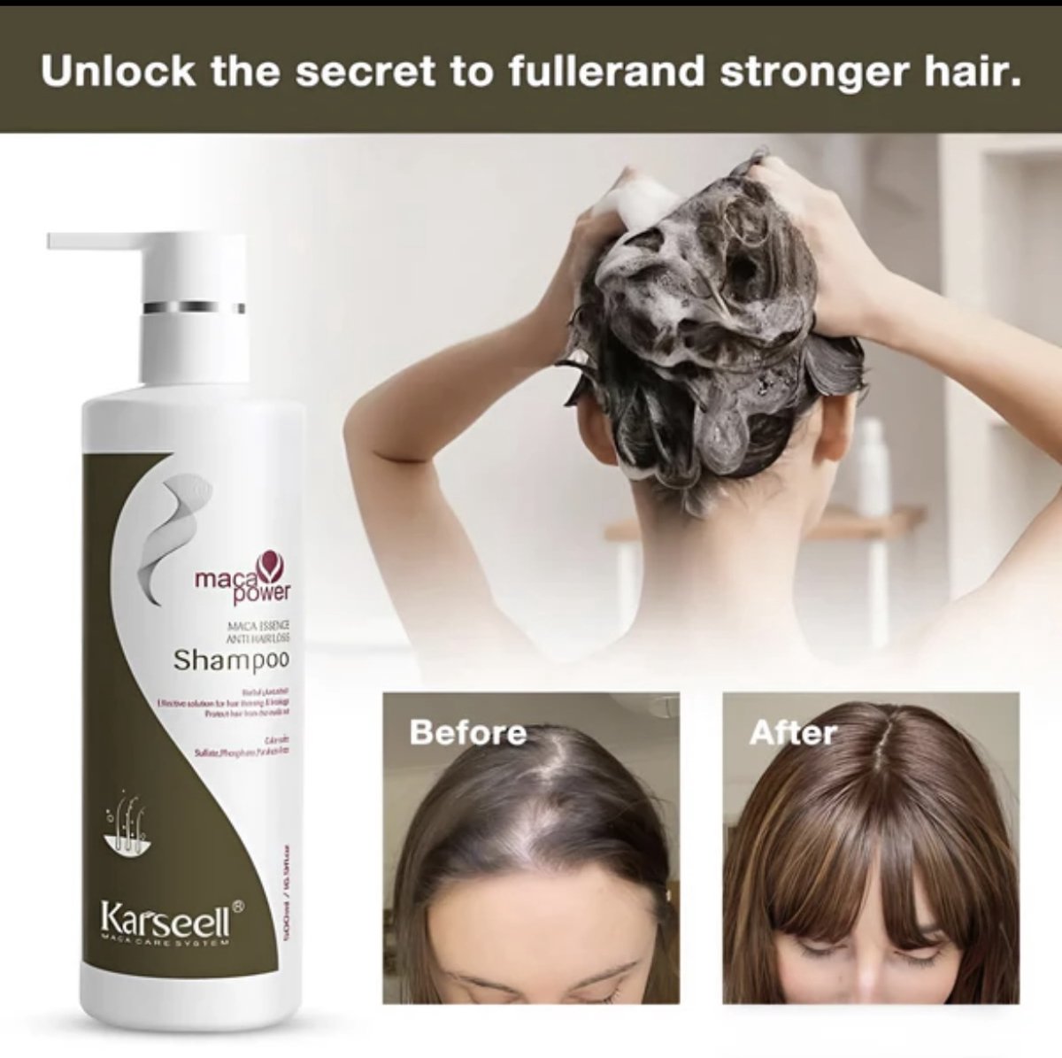 Karseell Maca Power Anti-Hair Loss Shampoo Voor Dikker en Voller Haar - 500 ml