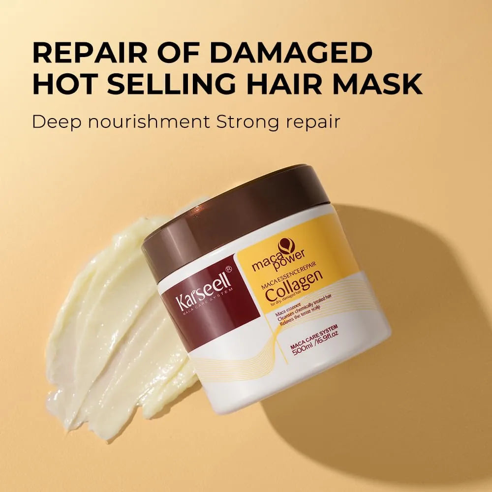 Karseell Maca Collageen Haarmasker + Haarolie – Gift Set 500ml + 50ml