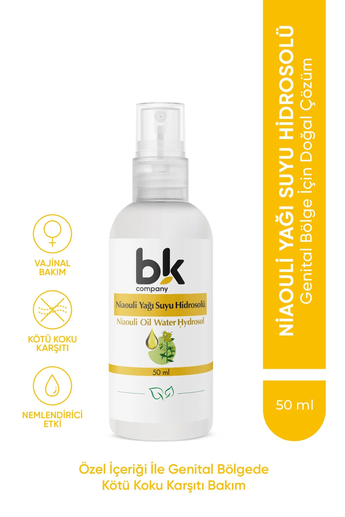 BK Company Niaouli Water Hydrosol – Natuurlijke Intieme Verzorgingsspray – Frisheid & Comfort – Voor Dagelijks Gebruik – 50 ml