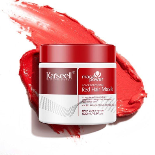 Karseell Maca Power Red Hair Mask – Kleurverfrissend Haarmasker – Hydratatie, Glans & Anti-Frizz – Voor Rood & Gekleurd Haar – 500 ml