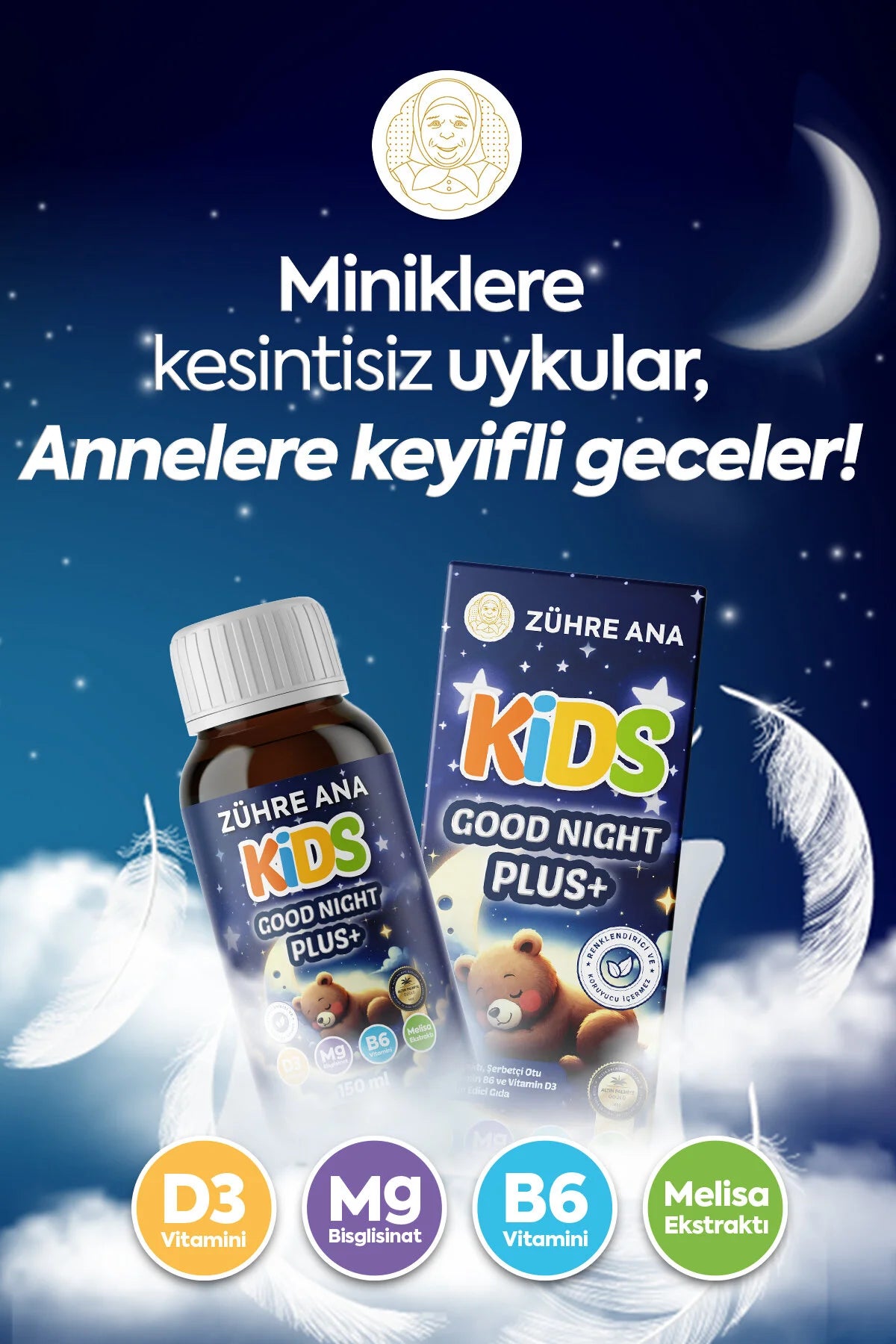 Zühre Ana Kids Good Night Plus Uyku Şurubu 150 ml | Voedingssupplement Aardbeiensmaak