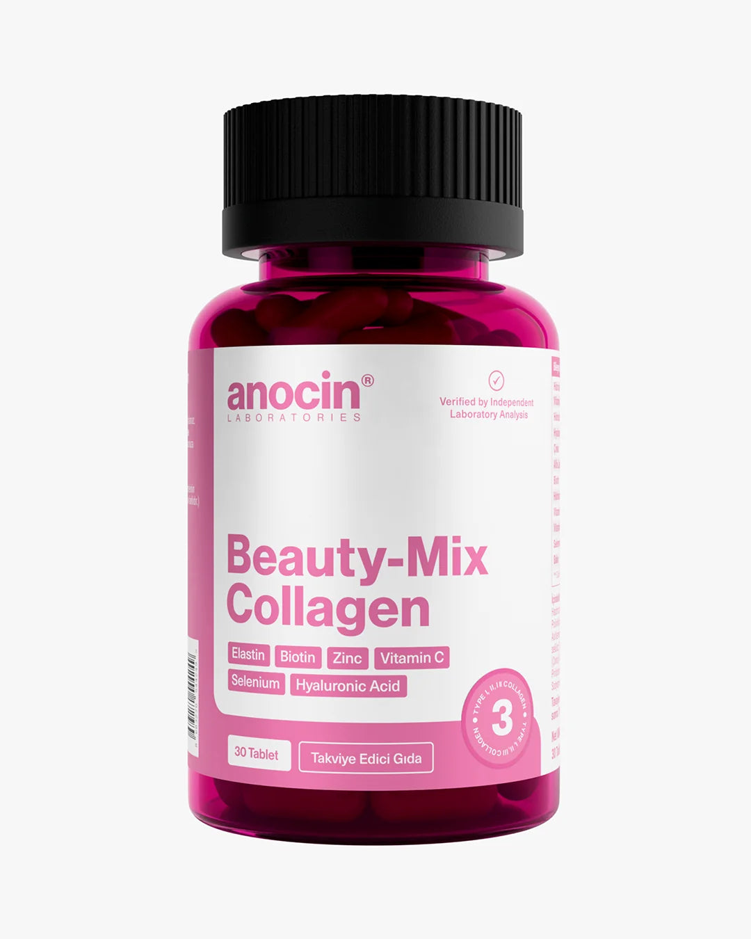 Anocin Beauty-Mix Collagen Complex - Collageen Supplement - Haar, Huid & Nagels - Biotine &  Hyaluronzuur - 30 Tabletten