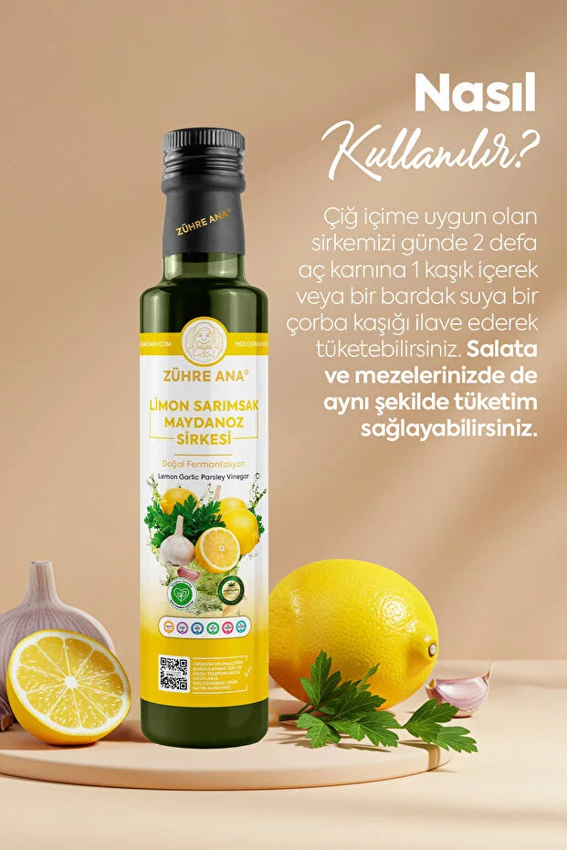 Zühre Ana Limon Knoflook Peterselie Azijn – Natuurlijke Gefermenteerde Azijn 500ml