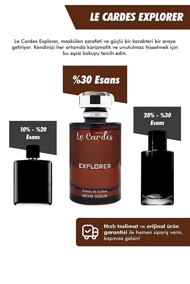 Le Cardes Explorer Extrait de Parfum 100 ml – Luxe Herenparfum met Langdurige Oriëntaalse Geur