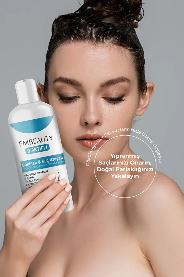 Embeauty - Shampoo Collagen Anti-Haaruitval & stimuleert haargroei Sterke Formule 400ML Shampoo Collagen Keratin Bambu Whey Protein Chestnut Panthenol Biotin Vitamin B5 Vitamin B3