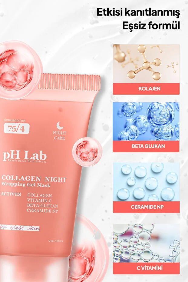 pH Lab - Collagen Night Wrapping Gel Mask 50 ml – Nachtmasker met Collageen, Beta Glucan en Vitamine C