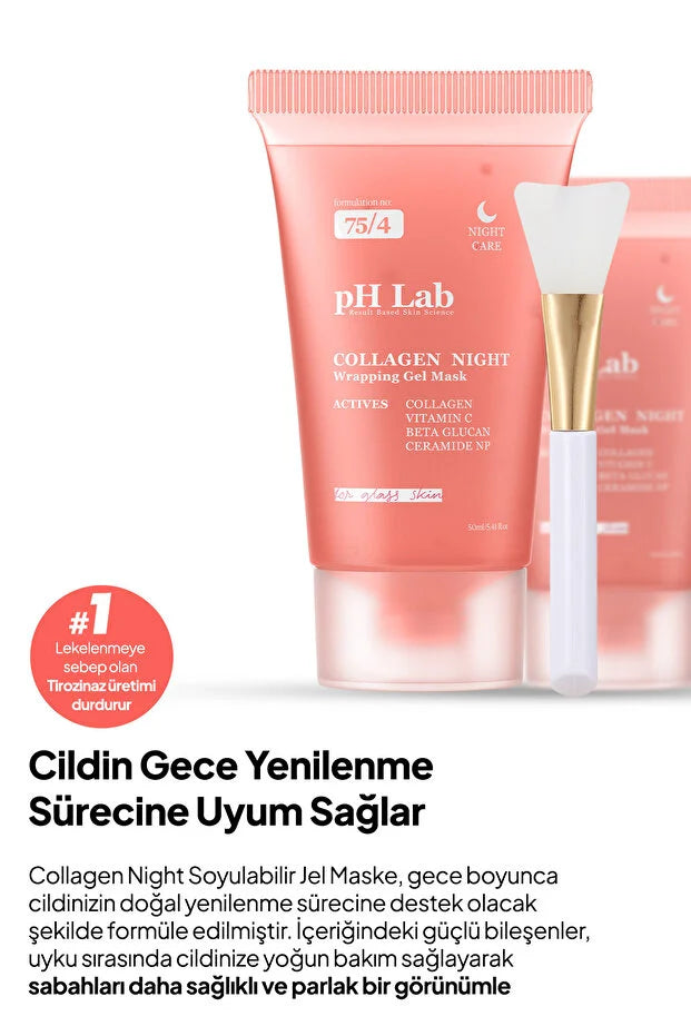 pH Lab - Collagen Night Wrapping Gel Mask 50 ml – Nachtmasker met Collageen, Beta Glucan en Vitamine C