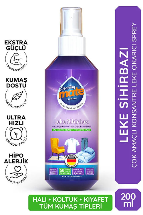 Cleaning Mate Solutions Leke Sihirbazı Vlekverwijderaar Spray 200 ml – Multifunctionele Vlekreiniger