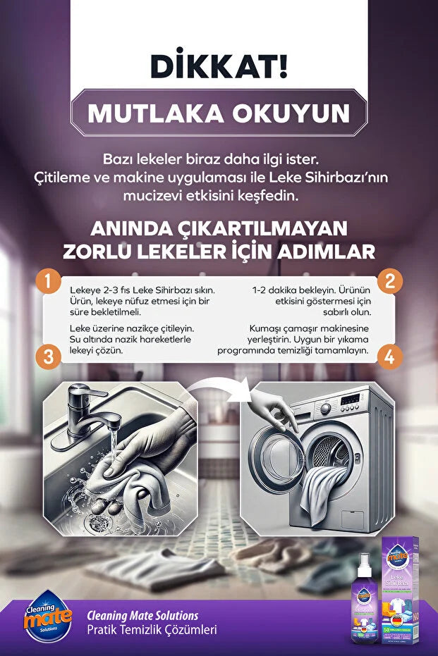 Cleaning Mate Solutions Leke Sihirbazı Vlekverwijderaar Spray 200 ml – Multifunctionele Vlekreiniger