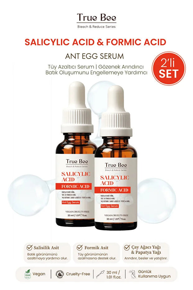 True Bee Ant Egg Oil Serum – 2x 30ml | Bundel pakket | Miereneieren Ontharingsolie voor Minder Haargroei