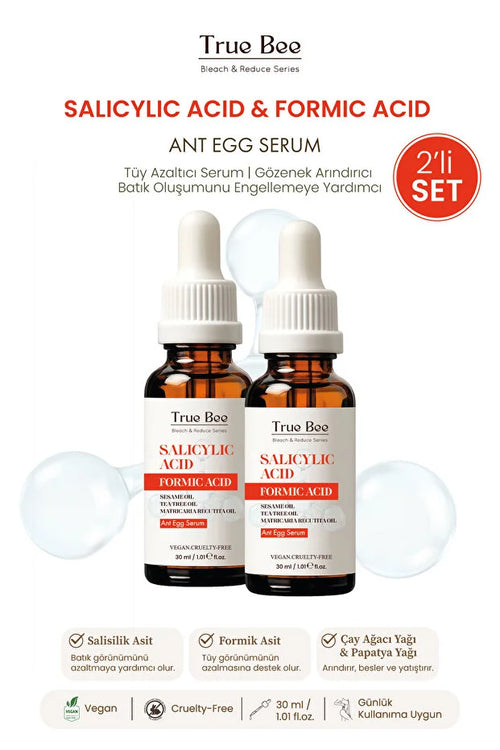 True Bee Ant Egg Oil Serum – 2x 30ml | Bundel pakket | Miereneieren Ontharingsolie voor Minder Haargroei