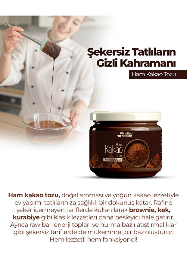 Ultra Natura Ham Kakao Tozu 125 g – 100% Pure Rauwe Cacaopoeder