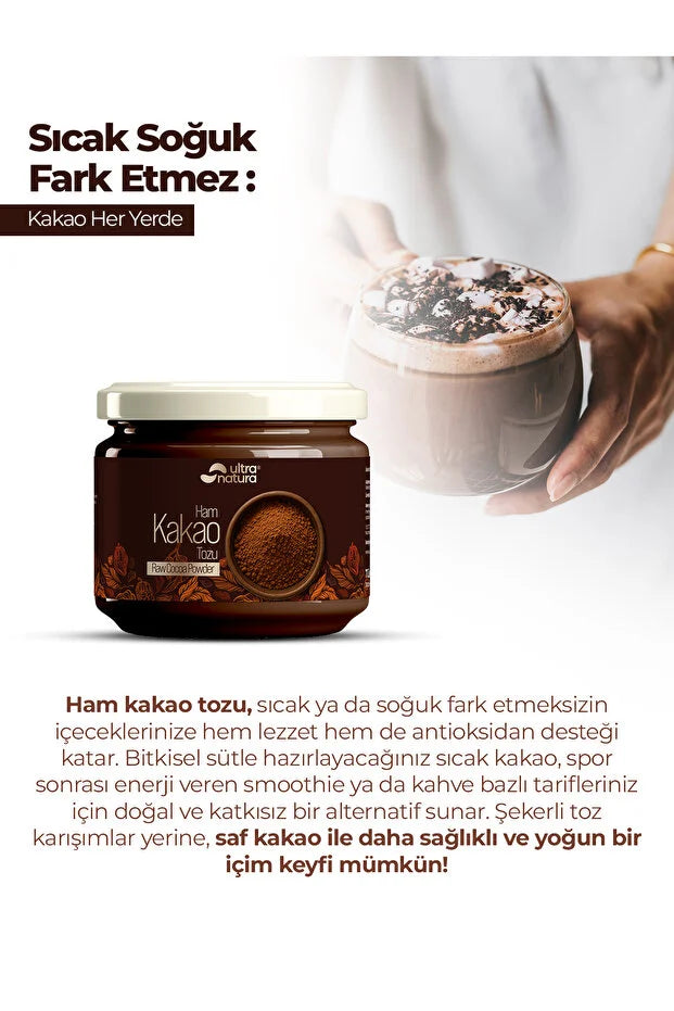 Ultra Natura Ham Kakao Tozu 125 g – 100% Pure Rauwe Cacaopoeder