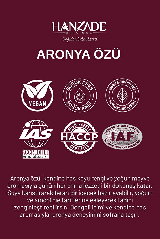 Hanzade Bitkisel Aronia Extract 500 ml – Koudgeperst Aroniaconcentraat