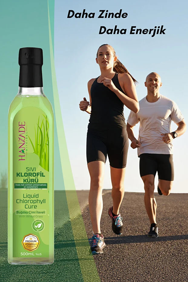 Hanzade Bitkisel Vloeibare Chlorofylkuur 500 ml – Met Tarwegras & Spirulina