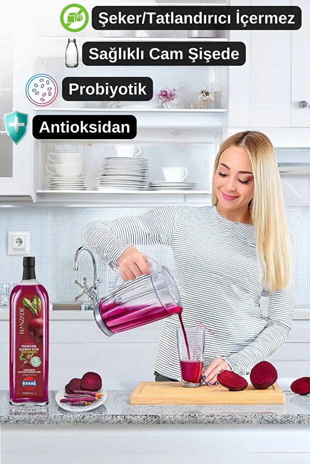 Hanzade Bitkisel Pancar Kvass 1000 ml – Gefermenteerde Rode Bietendrank