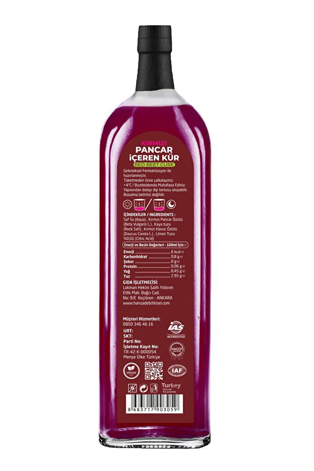 Hanzade Bitkisel Pancar Kvass 1000 ml – Gefermenteerde Rode Bietendrank